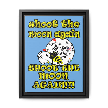 shoot the moon again - framed canvas art (light blue)
