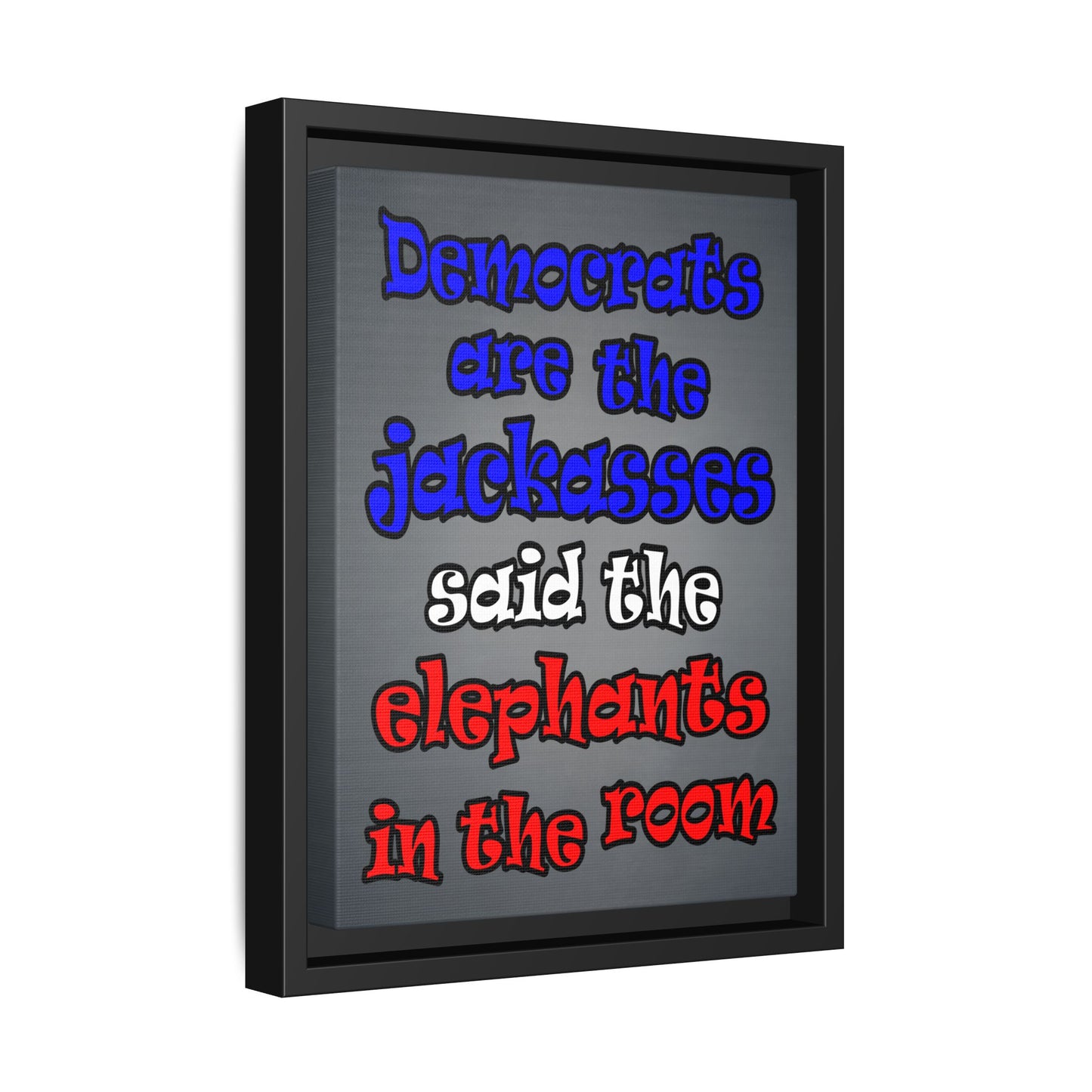 donkeys and elephants - framed canvas art (grey-light grey)