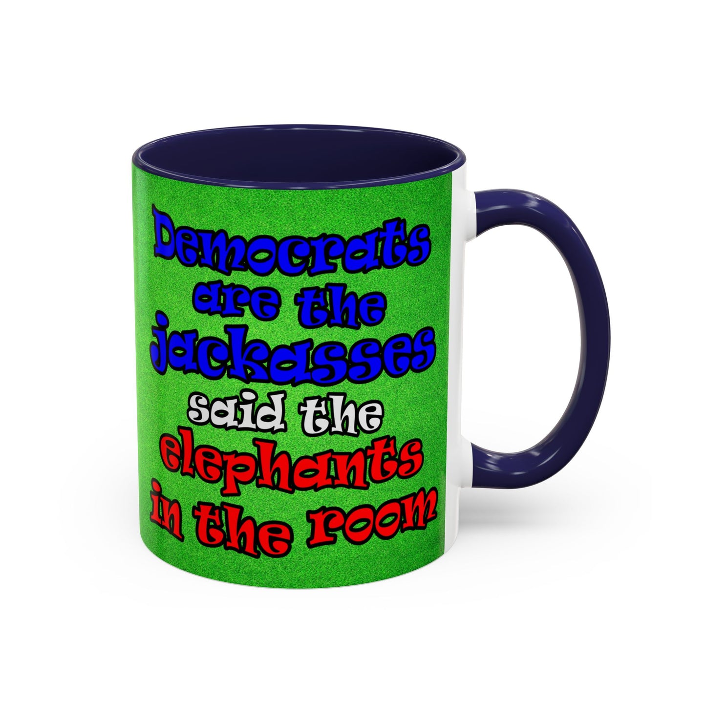 donkeys and elephants - Accent Mug (green turf)