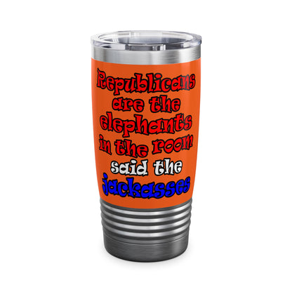donkeys and elephants - Ringneck Tumbler, 20oz (orange)