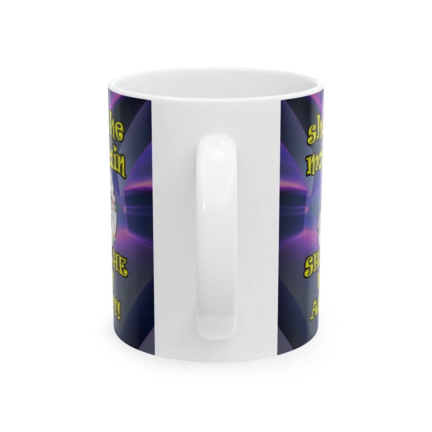 shoot the moon again - White Mug (grey-pink wave)