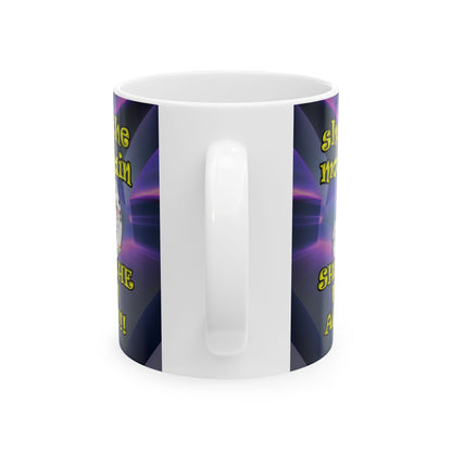 shoot the moon again - White Mug (grey-pink wave)
