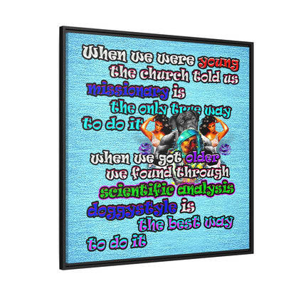 doggystyle - framed canvas art (faded blue)