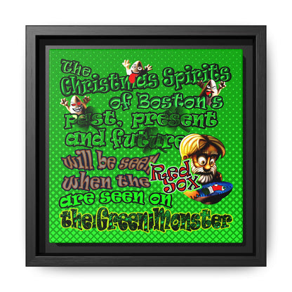 christmas spirits of boston - framed canvas art (logo green)