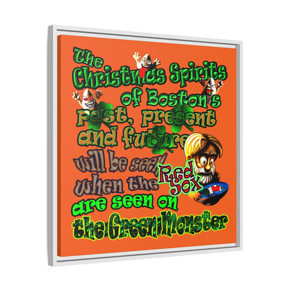 christmas spirits of boston - framed canvas art (orange)
