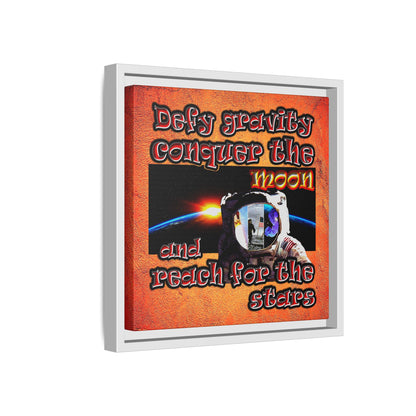 defy conquer reach - framed canvas art (burnt orange)
