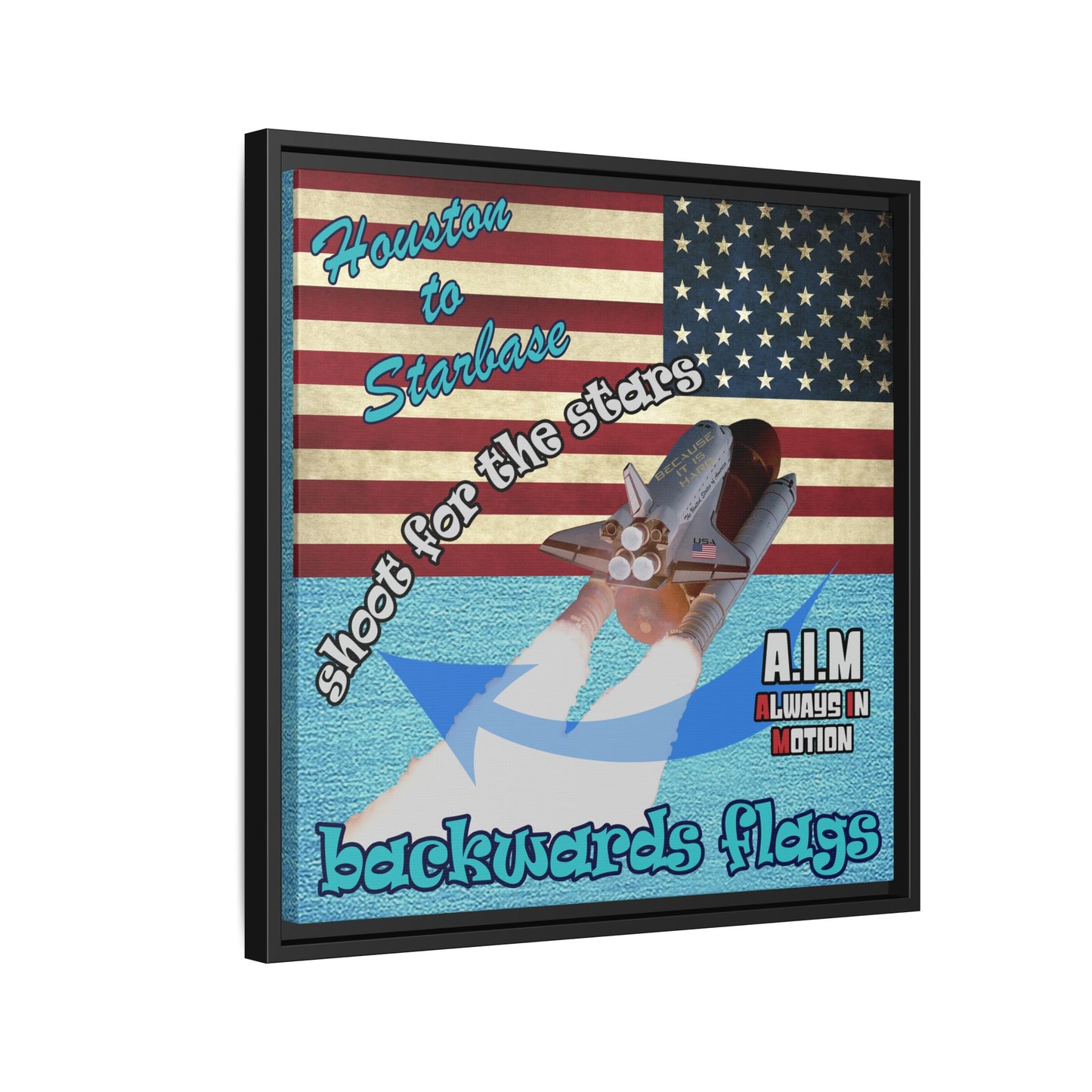 shoot for the stars - framed canvas art (faded blue)