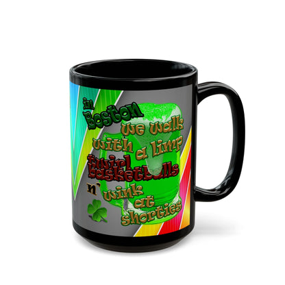 celtics logo - Black Mug (rainbow split)