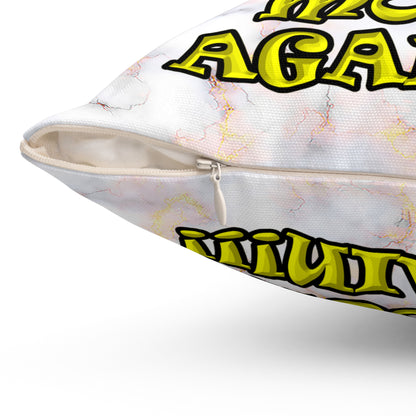 shoot the moon again - Spun Polyester Square Pillow - (white marble)