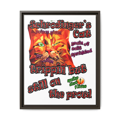schrodinger's cat - framed canvas art (white)
