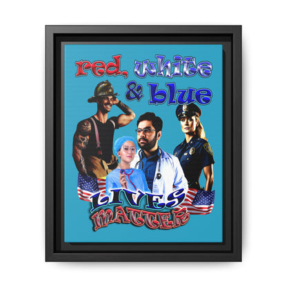 rw&b lives matter - framed canvas art (turquoise)