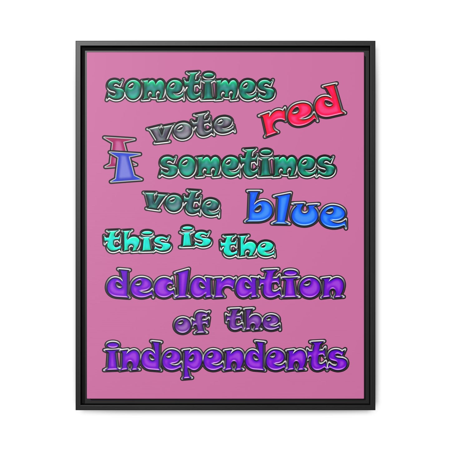 declaration of the independents - framed canvas art (light pink)