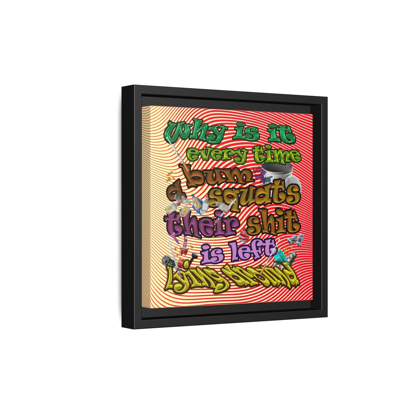 the bum's shit - framed canvas art (yellow-orange wave)