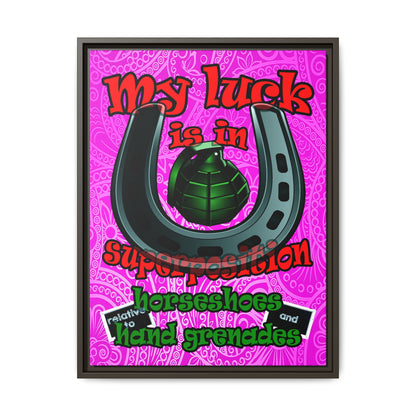 my luck - framed canvas art (pink swirl)