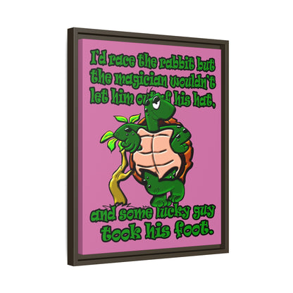 turtle race - framed canvas art (light pink)