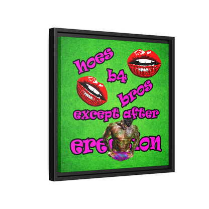hoes b4 bros - framed canvas art (green turf)