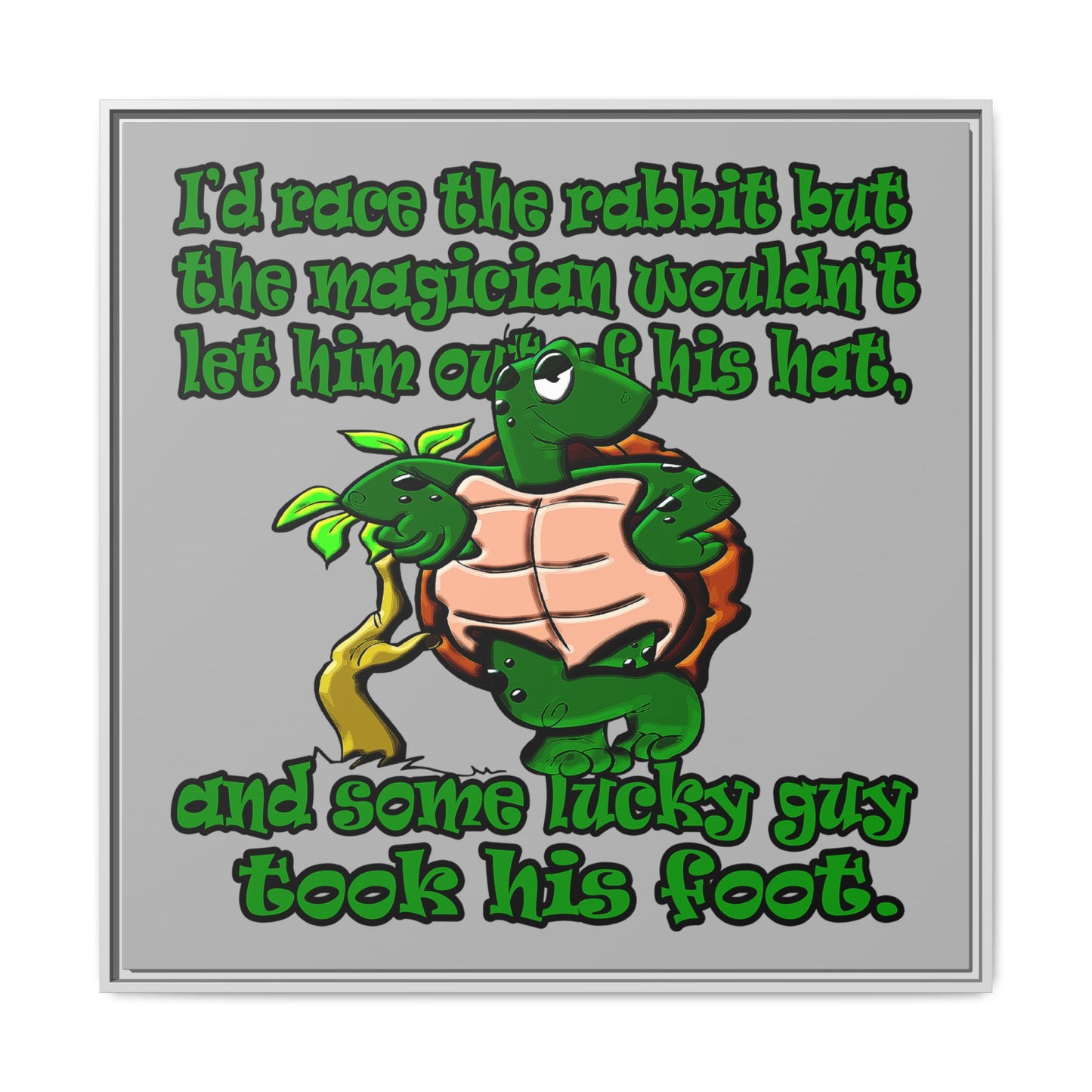 turtle race - framed canvas art (light grey)