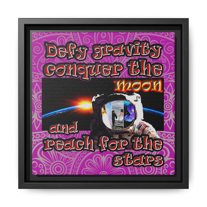 defy conquer reach - framed canvas art (pink swirl)