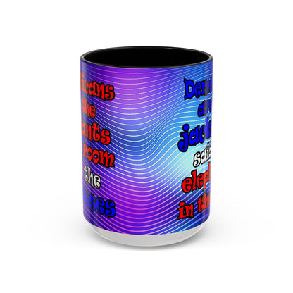 donkeys and elephants - Accent Mug (purple wave)