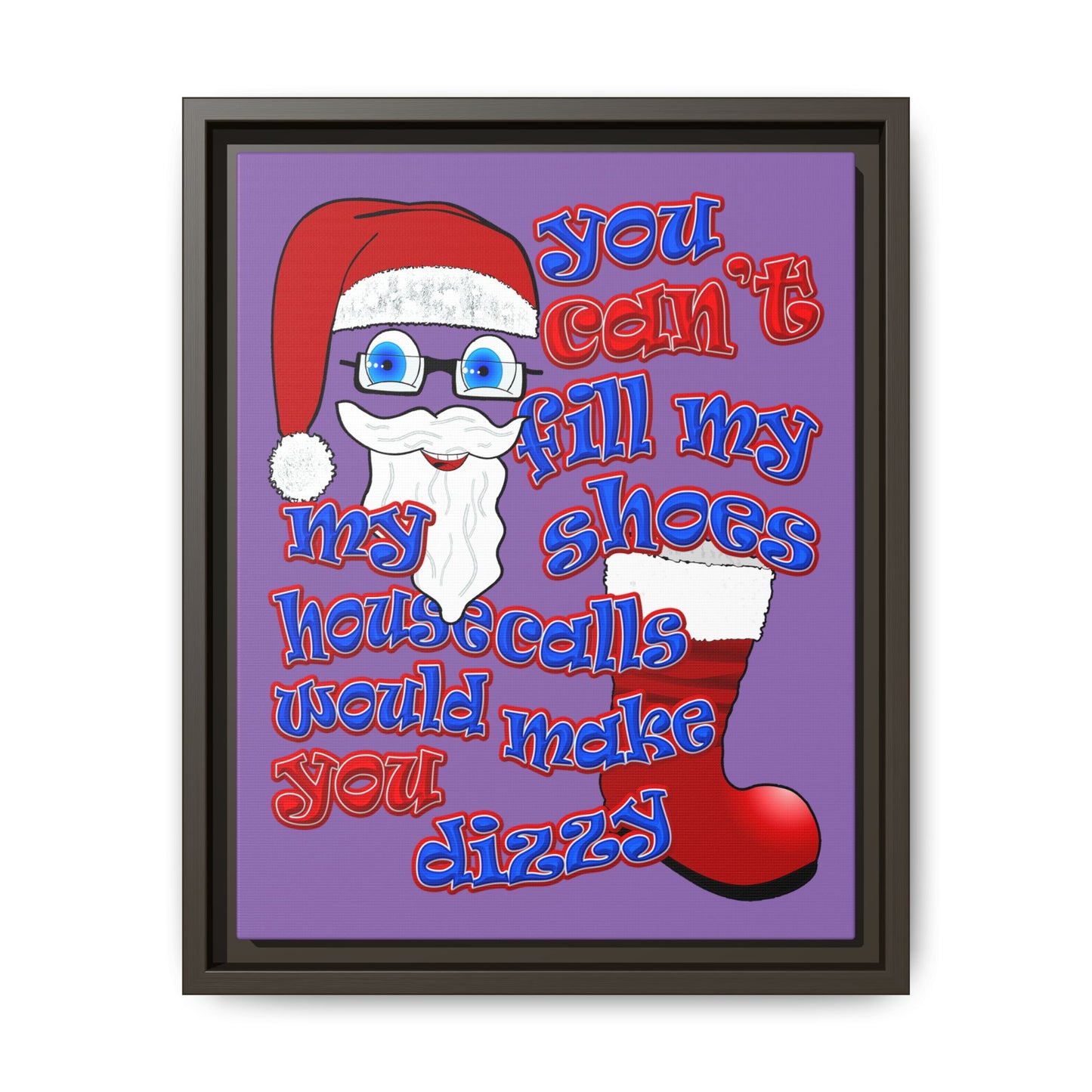 santa's shoes - framed canvas art (light purple)
