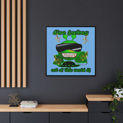 disc jockey - framed canvas art (light blue)