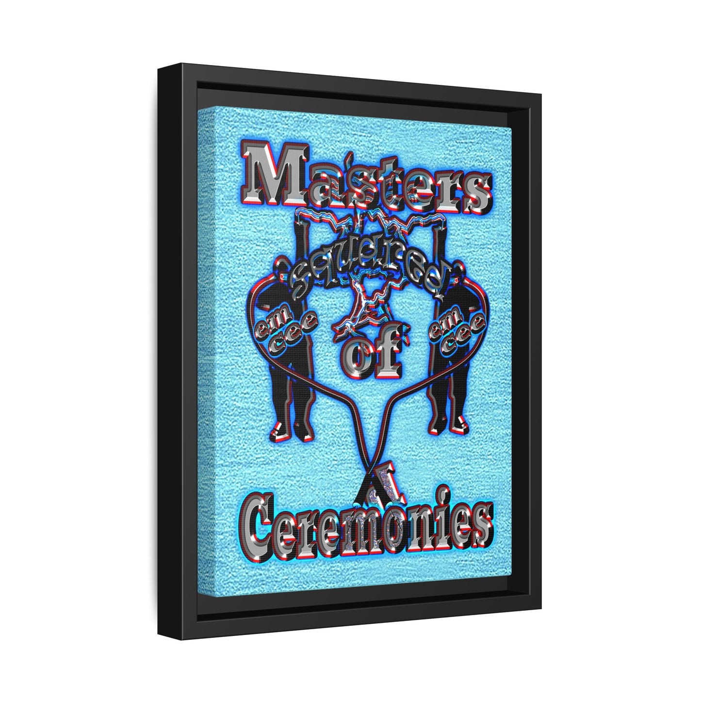 em cee squared - framed canvas art (faded blue)