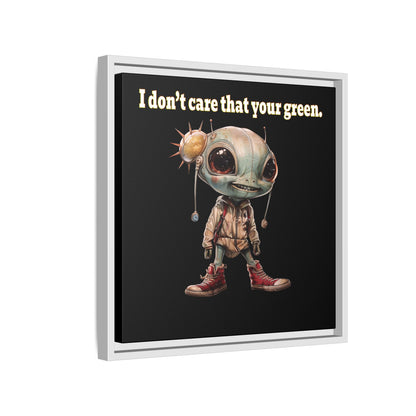 I don't care that your green - framed canvas art (black)