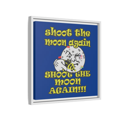 shoot the moon again - framed canvas art (dark blue)