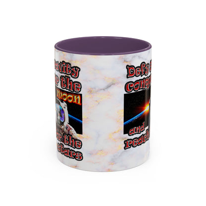 defy conquer reach - Accent Mug (white marble)
