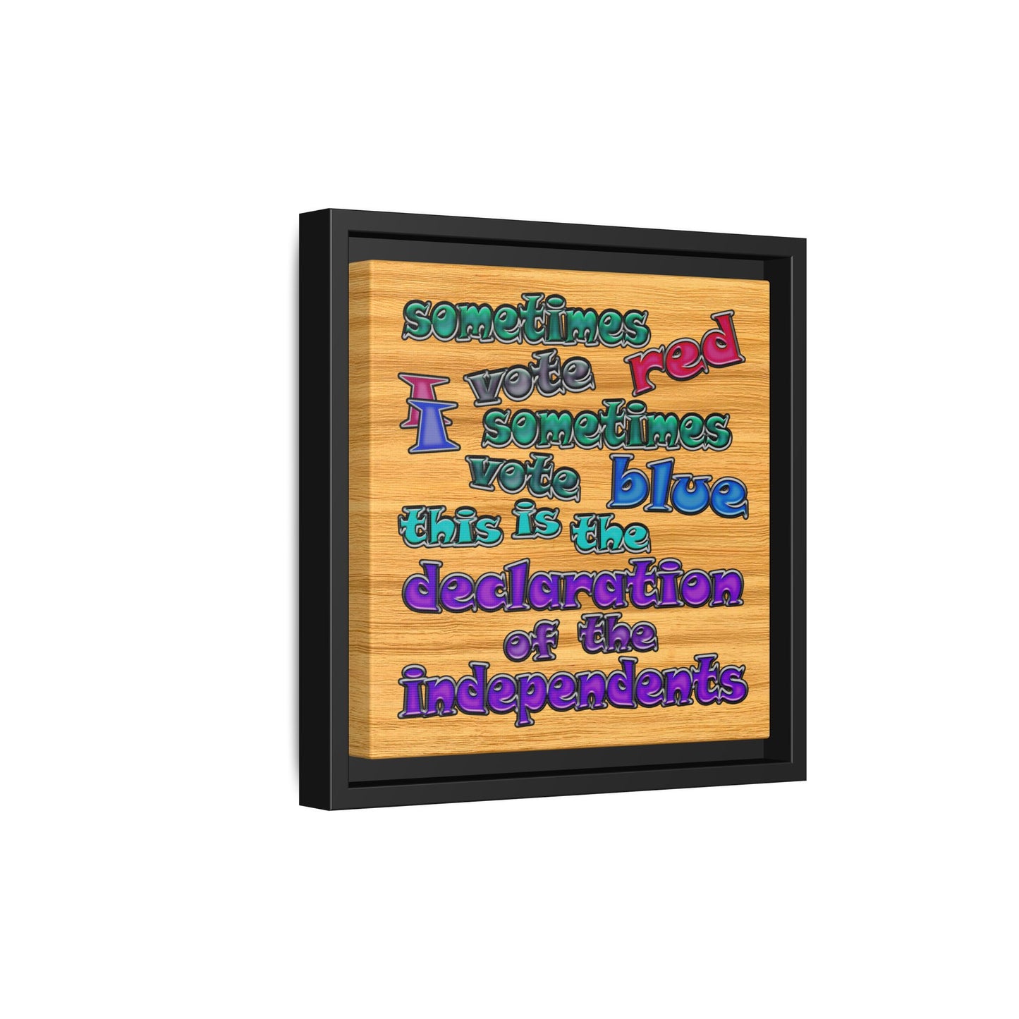 declaration of the independents - framed canvas art (butterscotch wood finish)