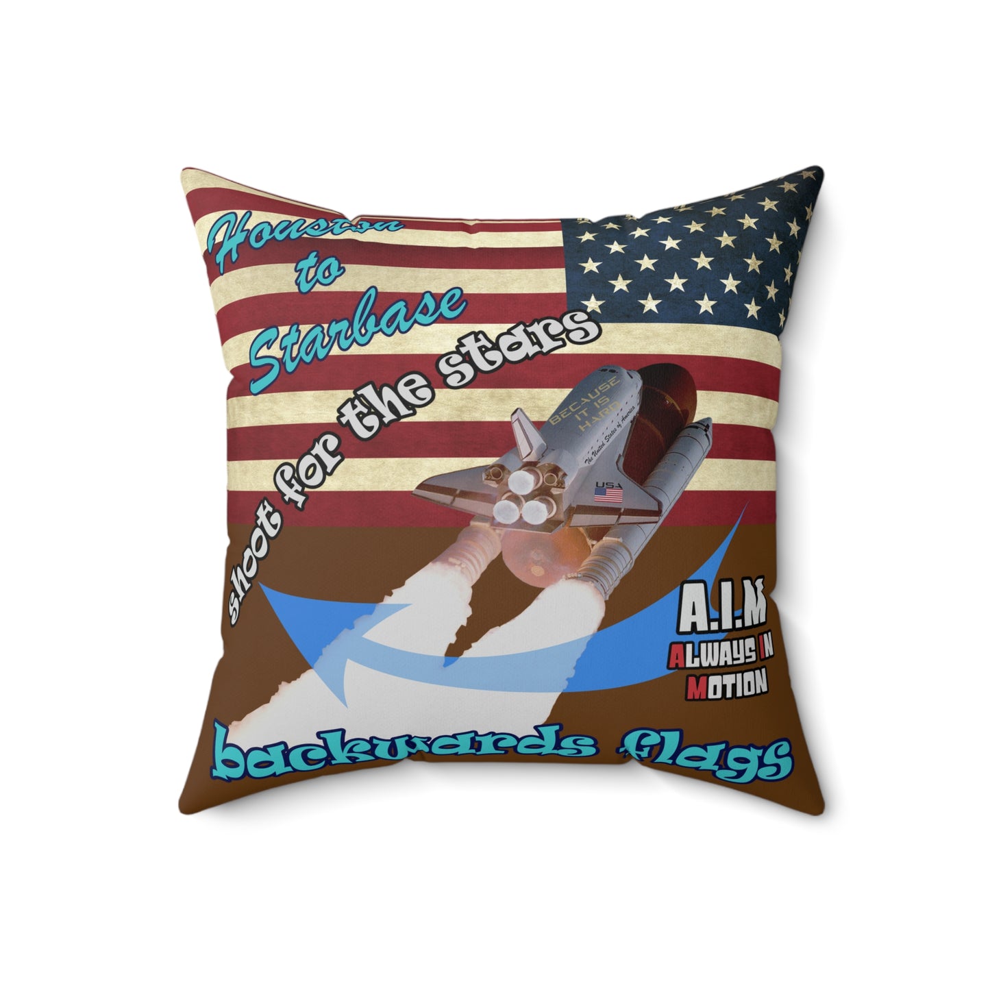 shoot for the stars - Spun Polyester Square Pillow - (brown)