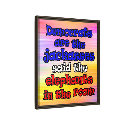 donkeys and elephants - framed canvas art (color blur)