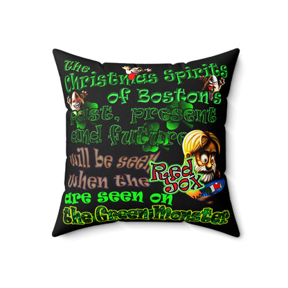 christmas spirits of boston - Spun Polyester Square Pillow - (black)