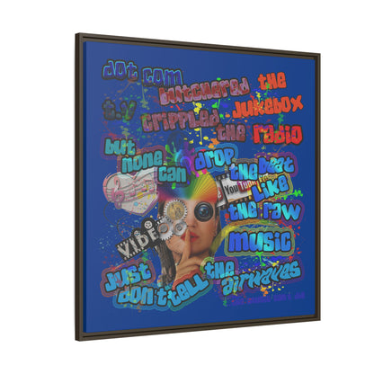 drop the beat - framed canvas art (dark blue)
