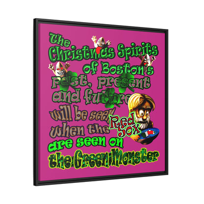 christmas spirits of boston - framed canvas art (pink)