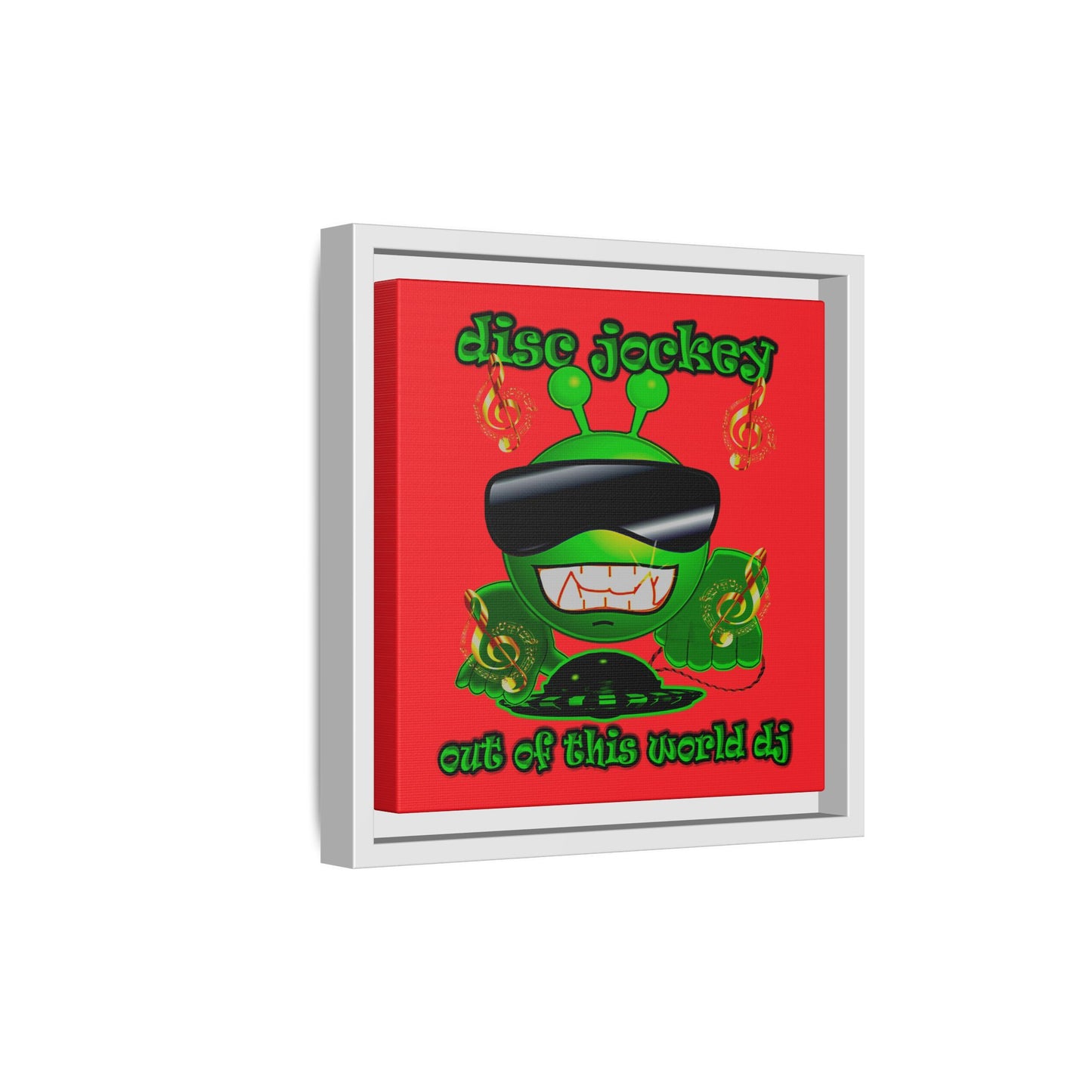 disc jockey - framed canvas art (red)