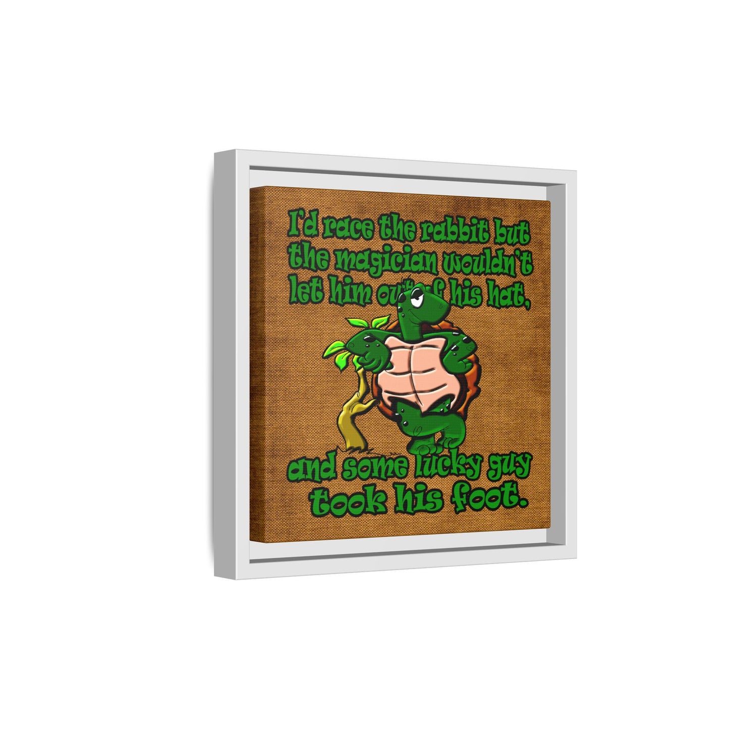 turtle race - framed canvas art (brown papyrus)