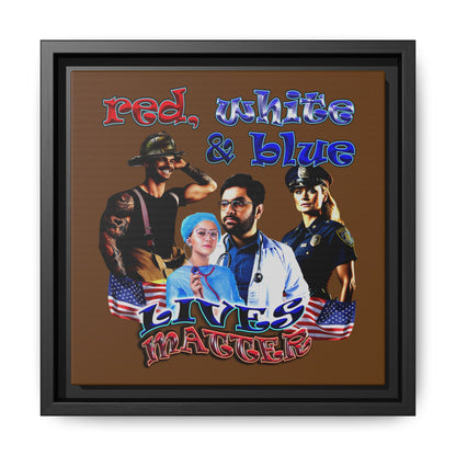 rw&b lives matter - framed canvas art (brown)