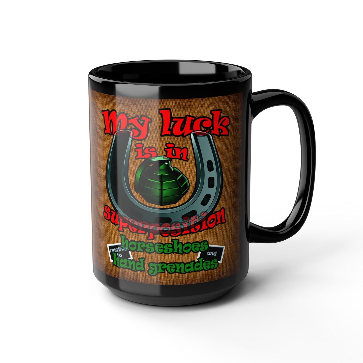 my luck - Black Mug (brown papyrus)