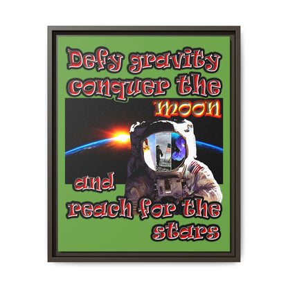 defy conquer reach - framed canvas art (green)