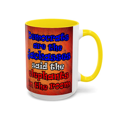 donkeys and elephants - Accent Mug (burnt orange)
