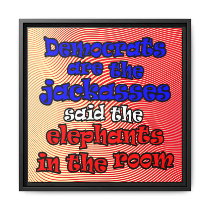 donkeys and elephants - framed canvas art (yellow-orange wave)
