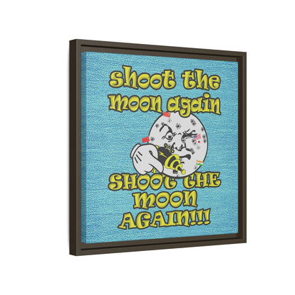 shoot the moon again - framed canvas art (faded blue)
