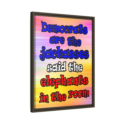 donkeys and elephants - framed canvas art (color blur)