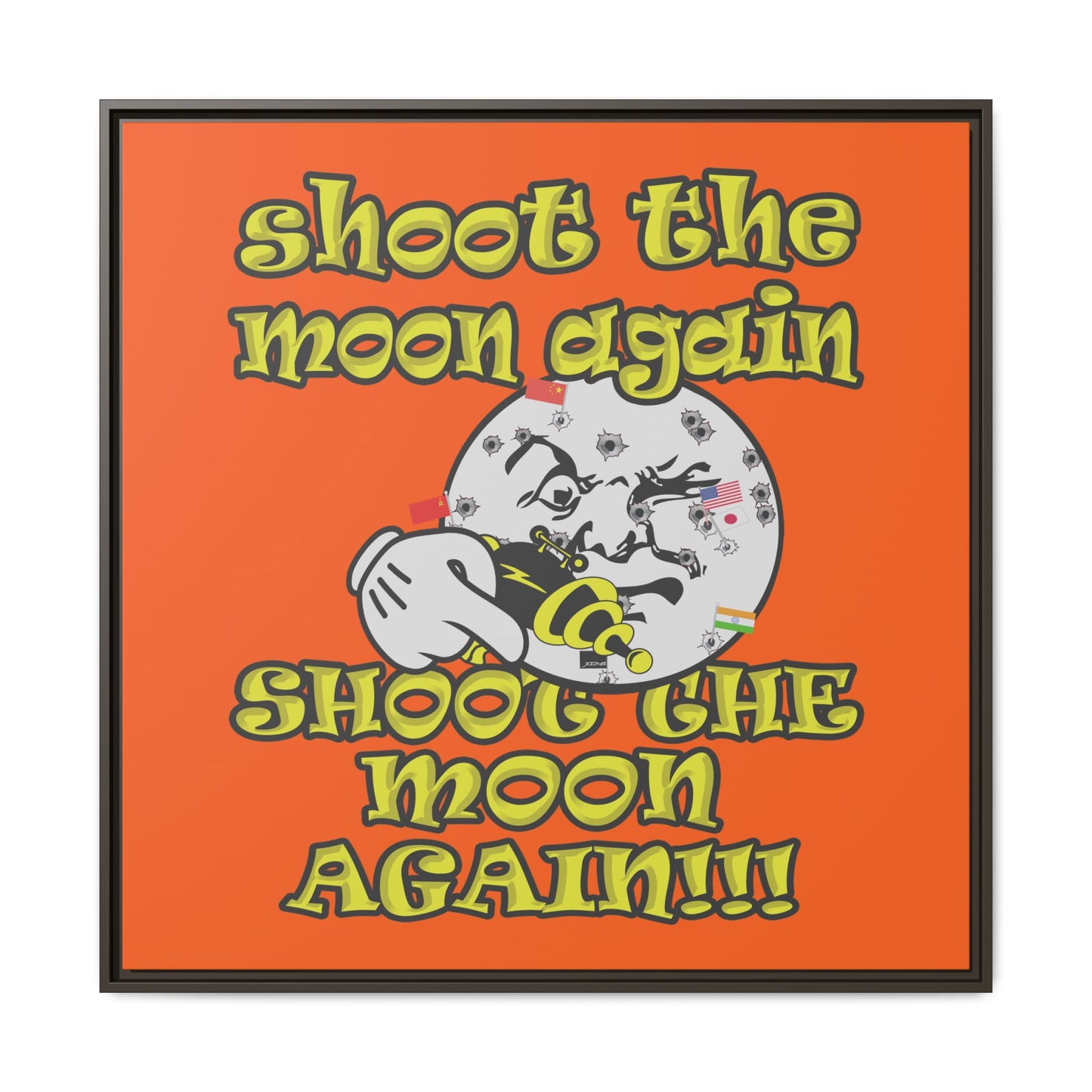 shoot the moon again - framed canvas art (orange)