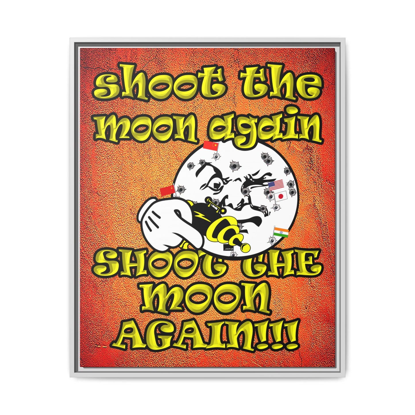 shoot the moon again - framed canvas art (burnt orange)