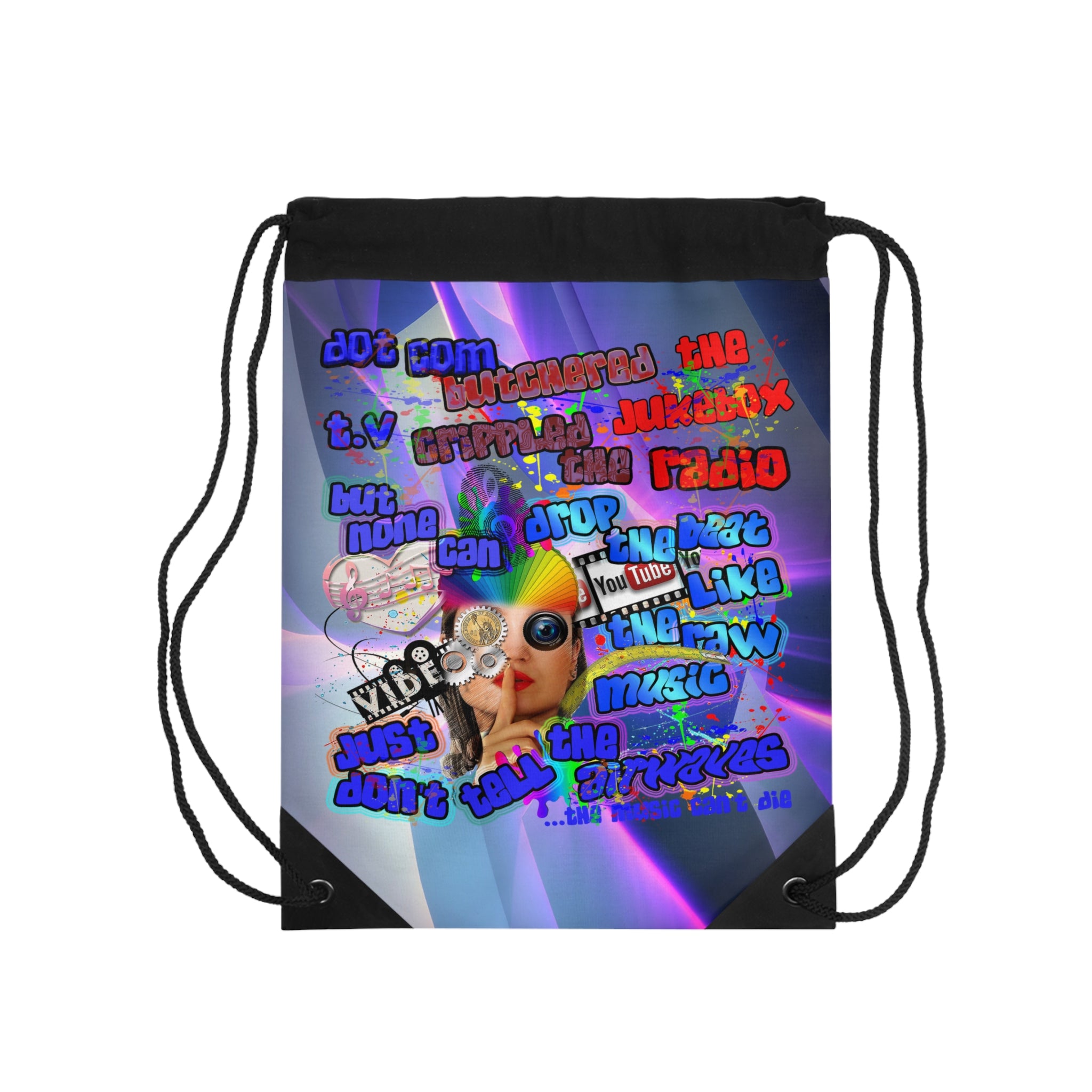 drop the beat - Drawstring Bag (grey-pink wave)