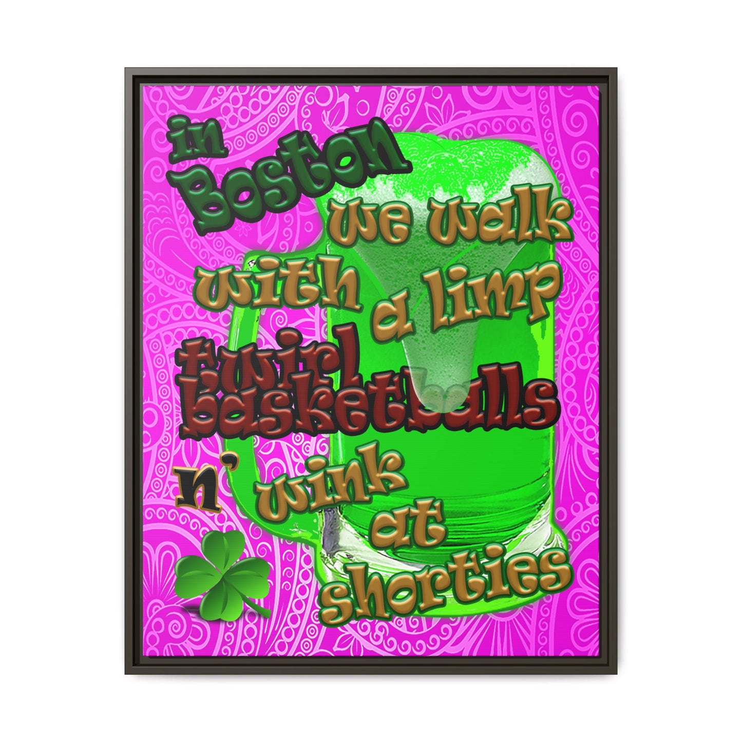 celtics logo - framed canvas art (pink swirl)