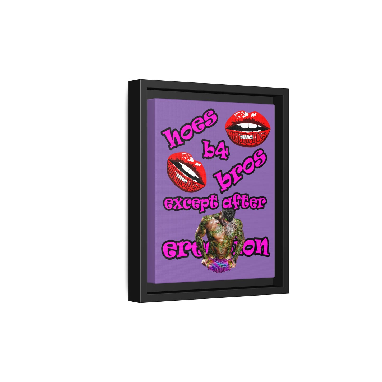hoes b4 bros - framed canvas art (light purple)