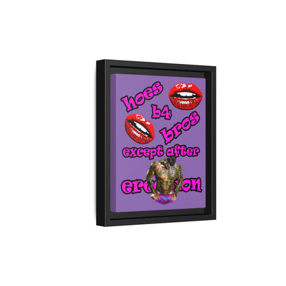 hoes b4 bros - framed canvas art (light purple)
